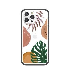 Pela Clear Abstract Botanics iPhone 14 Pro Case w/ Black Waste Free Eco Friendly